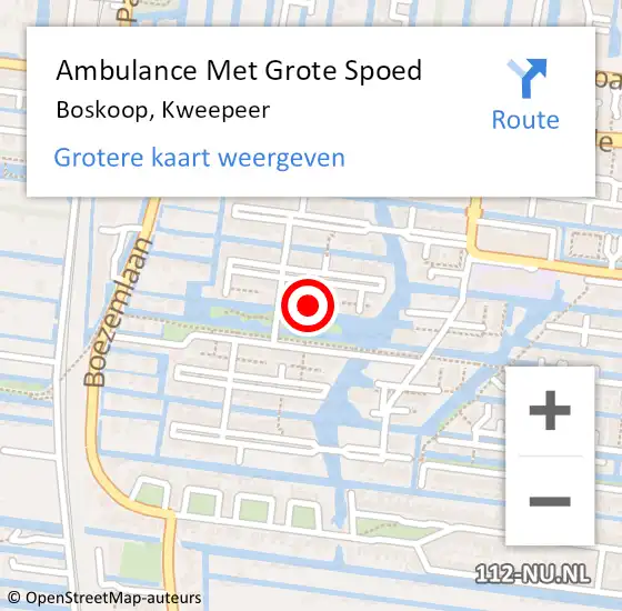 Locatie op kaart van de 112 melding: Ambulance Met Grote Spoed Naar Boskoop, Kweepeer op 17 mei 2024 02:51
