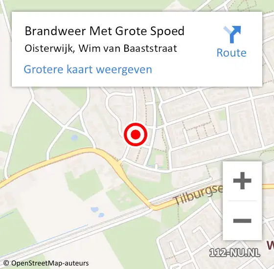 Locatie op kaart van de 112 melding: Brandweer Met Grote Spoed Naar Oisterwijk, Wim van Baaststraat op 17 mei 2024 03:00