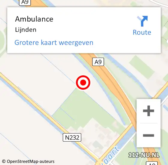 Locatie op kaart van de 112 melding: Ambulance Lijnden op 17 mei 2024 03:04