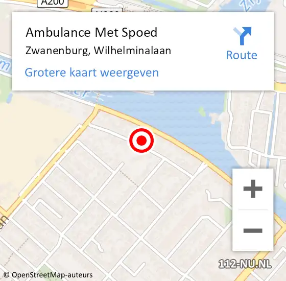 Locatie op kaart van de 112 melding: Ambulance Met Spoed Naar Zwanenburg, Wilhelminalaan op 17 mei 2024 03:09