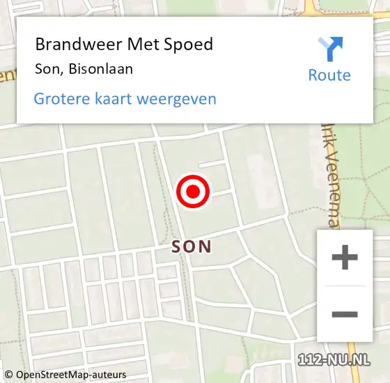 Locatie op kaart van de 112 melding: Brandweer Met Spoed Naar Son, Bisonlaan op 17 mei 2024 03:12