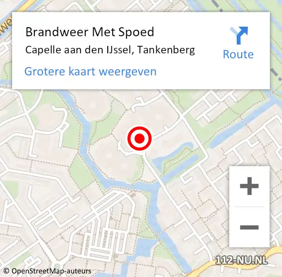 Locatie op kaart van de 112 melding: Brandweer Met Spoed Naar Capelle aan den IJssel, Tankenberg op 17 mei 2024 03:29