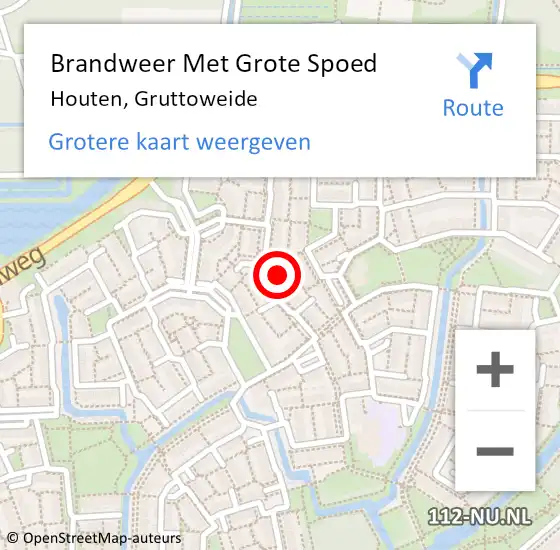 Locatie op kaart van de 112 melding: Brandweer Met Grote Spoed Naar Houten, Gruttoweide op 17 mei 2024 04:19