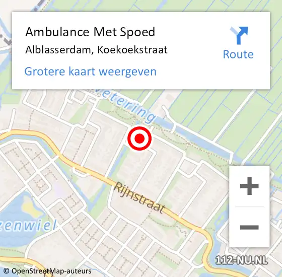 Locatie op kaart van de 112 melding: Ambulance Met Spoed Naar Alblasserdam, Koekoekstraat op 17 mei 2024 04:39
