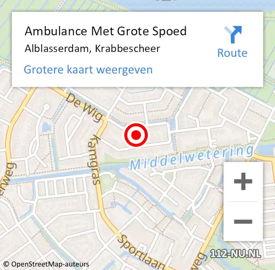 Locatie op kaart van de 112 melding: Ambulance Met Grote Spoed Naar Alblasserdam, Krabbescheer op 17 mei 2024 05:30