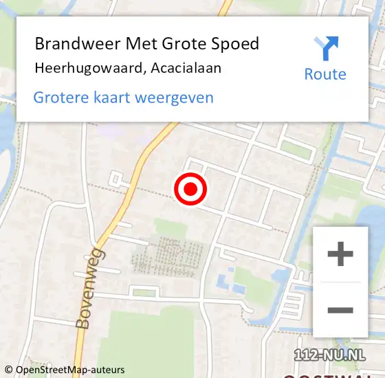 Locatie op kaart van de 112 melding: Brandweer Met Grote Spoed Naar Heerhugowaard, Acacialaan op 17 mei 2024 05:40