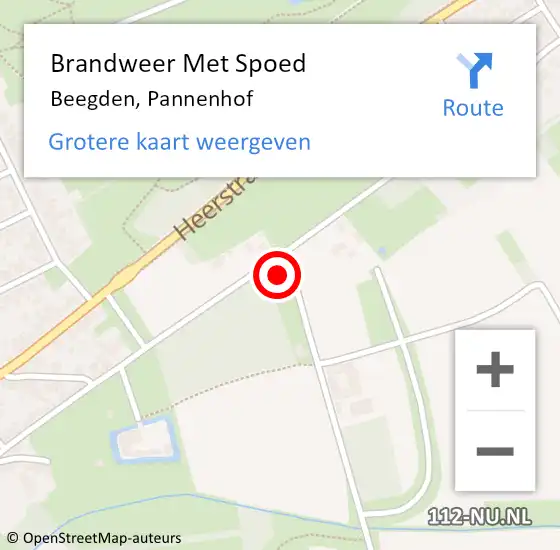 Locatie op kaart van de 112 melding: Brandweer Met Spoed Naar Beegden, Pannenhof op 17 mei 2024 05:59