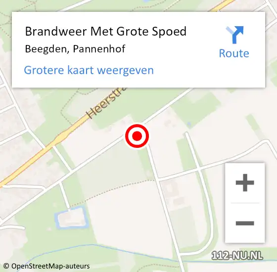 Locatie op kaart van de 112 melding: Brandweer Met Grote Spoed Naar Beegden, Pannenhof op 17 mei 2024 06:03