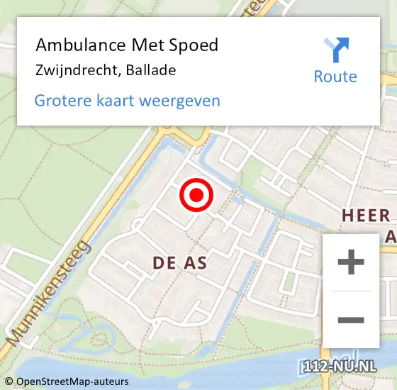 Locatie op kaart van de 112 melding: Ambulance Met Spoed Naar Zwijndrecht, Ballade op 17 mei 2024 06:56