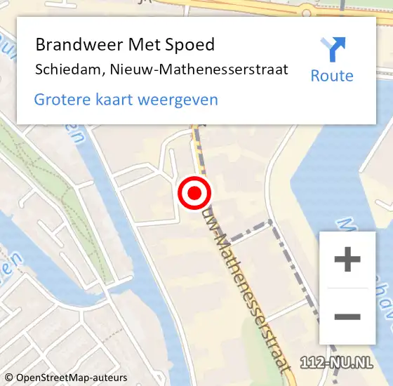 Locatie op kaart van de 112 melding: Brandweer Met Spoed Naar Schiedam, Nieuw-Mathenesserstraat op 17 mei 2024 07:03