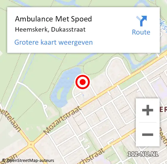 Locatie op kaart van de 112 melding: Ambulance Met Spoed Naar Heemskerk, Dukasstraat op 17 mei 2024 07:15