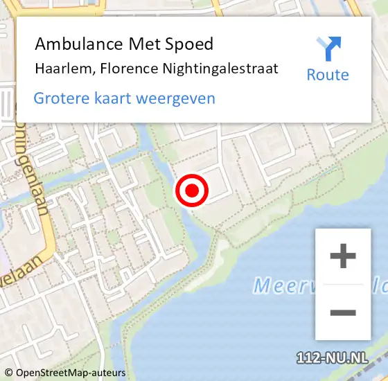 Locatie op kaart van de 112 melding: Ambulance Met Spoed Naar Haarlem, Florence Nightingalestraat op 17 mei 2024 07:25
