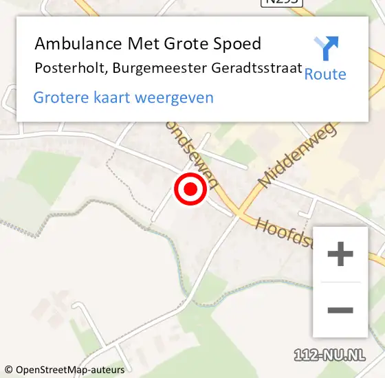 Locatie op kaart van de 112 melding: Ambulance Met Grote Spoed Naar Posterholt, Burgemeester Geradtsstraat op 17 mei 2024 07:40