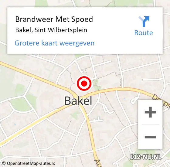 Locatie op kaart van de 112 melding: Brandweer Met Spoed Naar Bakel, Sint Wilbertsplein op 17 mei 2024 07:42