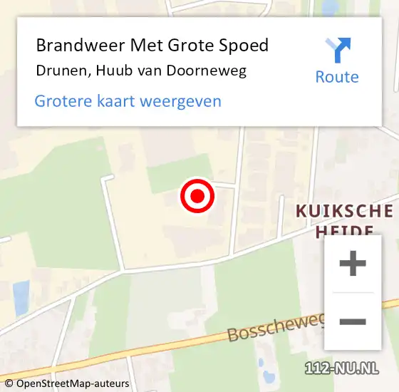 Locatie op kaart van de 112 melding: Brandweer Met Grote Spoed Naar Drunen, Huub van Doorneweg op 17 mei 2024 08:03