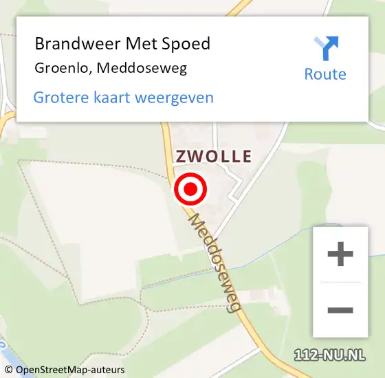 Locatie op kaart van de 112 melding: Brandweer Met Spoed Naar Groenlo, Meddoseweg op 17 mei 2024 08:08