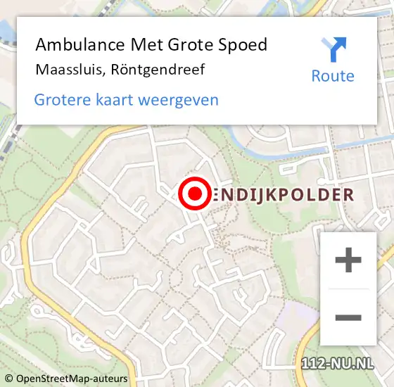 Locatie op kaart van de 112 melding: Ambulance Met Grote Spoed Naar Maassluis, Röntgendreef op 17 mei 2024 08:08