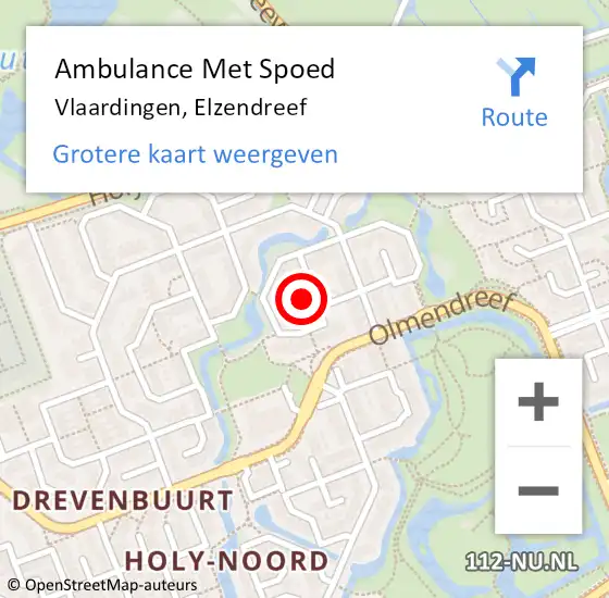 Locatie op kaart van de 112 melding: Ambulance Met Spoed Naar Vlaardingen, Elzendreef op 17 mei 2024 08:09