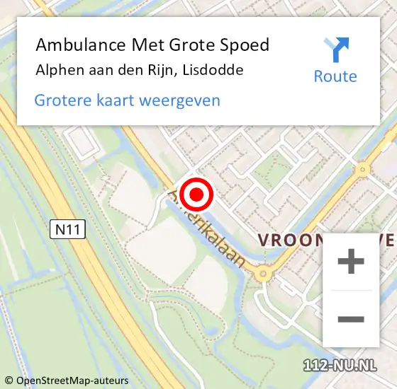 Locatie op kaart van de 112 melding: Ambulance Met Grote Spoed Naar Alphen aan den Rijn, Lisdodde op 17 mei 2024 08:13