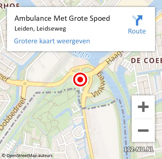 Locatie op kaart van de 112 melding: Ambulance Met Grote Spoed Naar Leiden, Leidseweg op 17 mei 2024 08:25