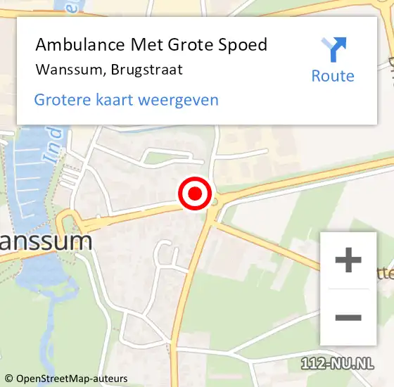 Locatie op kaart van de 112 melding: Ambulance Met Grote Spoed Naar Wanssum, Brugstraat op 6 oktober 2014 09:55