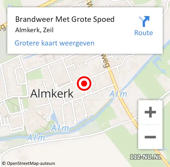 Locatie op kaart van de 112 melding: Brandweer Met Grote Spoed Naar Almkerk, Zeil op 17 mei 2024 08:36