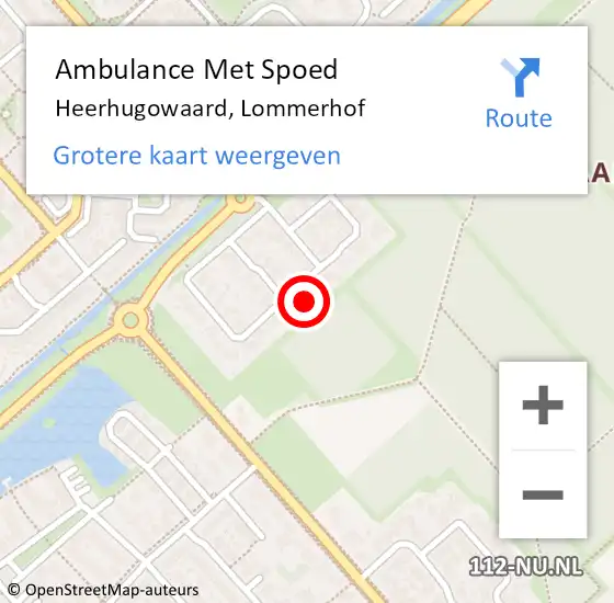 Locatie op kaart van de 112 melding: Ambulance Met Spoed Naar Heerhugowaard, Lommerhof op 17 mei 2024 08:46