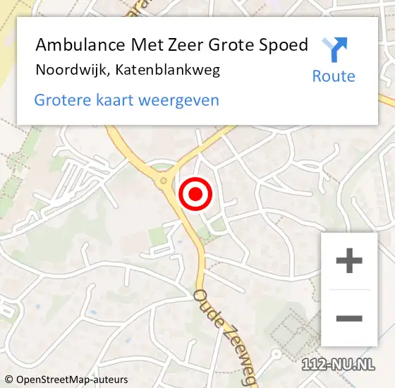 Locatie op kaart van de 112 melding: Ambulance Met Zeer Grote Spoed Naar Noordwijk, Katenblankweg op 17 mei 2024 08:49