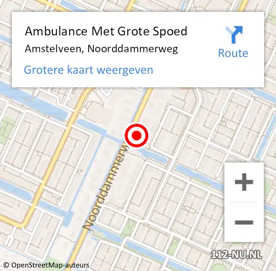 Locatie op kaart van de 112 melding: Ambulance Met Grote Spoed Naar Amstelveen, Noorddammerweg op 17 mei 2024 08:52