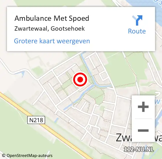 Locatie op kaart van de 112 melding: Ambulance Met Spoed Naar Zwartewaal, Gootsehoek op 17 mei 2024 08:56