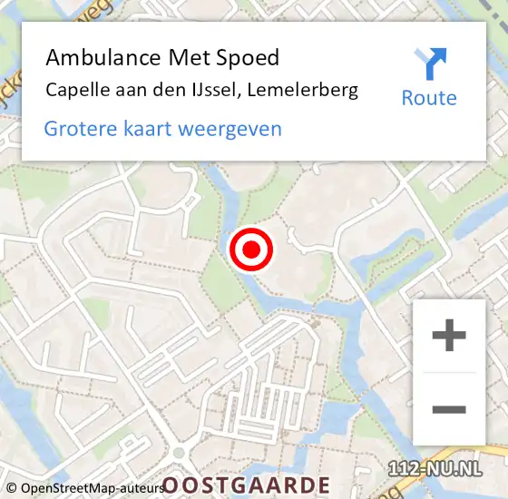 Locatie op kaart van de 112 melding: Ambulance Met Spoed Naar Capelle aan den IJssel, Lemelerberg op 17 mei 2024 09:03