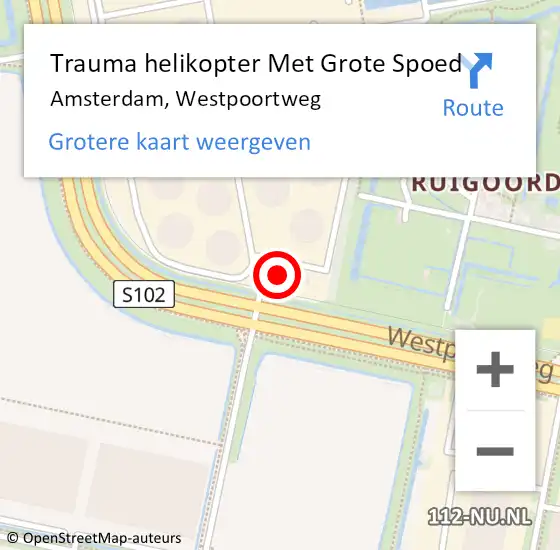 Locatie op kaart van de 112 melding: Trauma helikopter Met Grote Spoed Naar Amsterdam, Westpoortweg op 17 mei 2024 09:03
