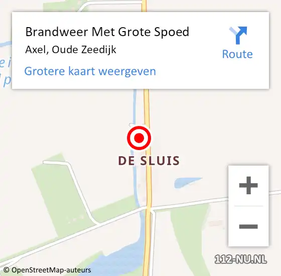 Locatie op kaart van de 112 melding: Brandweer Met Grote Spoed Naar Axel, Oude Zeedijk op 17 mei 2024 09:08