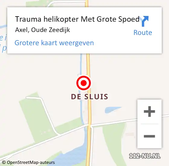 Locatie op kaart van de 112 melding: Trauma helikopter Met Grote Spoed Naar Axel, Oude Zeedijk op 17 mei 2024 09:08