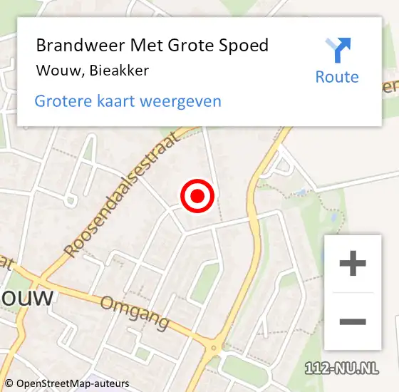 Locatie op kaart van de 112 melding: Brandweer Met Grote Spoed Naar Wouw, Bieakker op 17 mei 2024 09:12