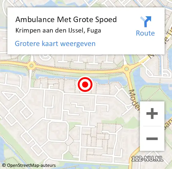 Locatie op kaart van de 112 melding: Ambulance Met Grote Spoed Naar Krimpen aan den IJssel, Fuga op 17 mei 2024 09:13