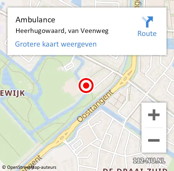 Locatie op kaart van de 112 melding: Ambulance Heerhugowaard, van Veenweg op 17 mei 2024 09:16