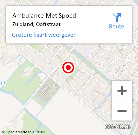 Locatie op kaart van de 112 melding: Ambulance Met Spoed Naar Zuidland, Ooftstraat op 17 mei 2024 09:19