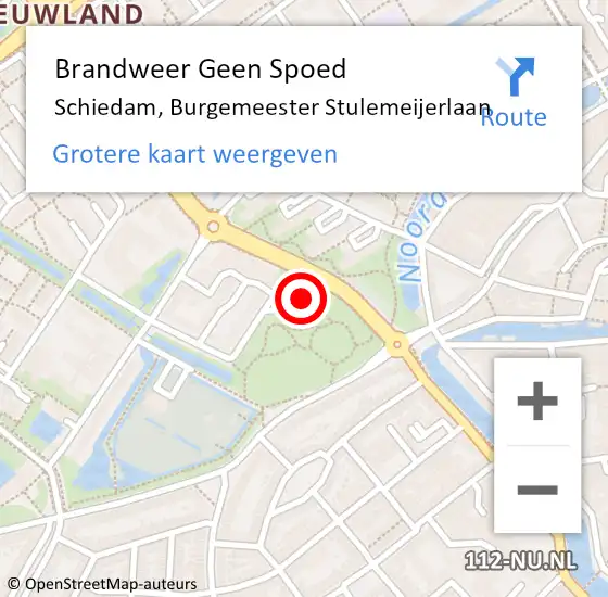 Locatie op kaart van de 112 melding: Brandweer Geen Spoed Naar Schiedam, Burgemeester Stulemeijerlaan op 17 mei 2024 09:20