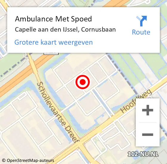 Locatie op kaart van de 112 melding: Ambulance Met Spoed Naar Capelle aan den IJssel, Cornusbaan op 17 mei 2024 09:22