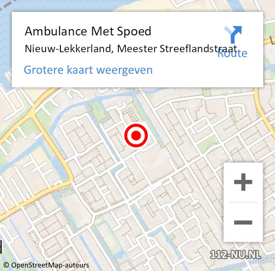 Locatie op kaart van de 112 melding: Ambulance Met Spoed Naar Nieuw-Lekkerland, Meester Streeflandstraat op 17 mei 2024 09:28