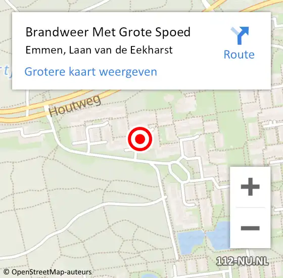 Locatie op kaart van de 112 melding: Brandweer Met Grote Spoed Naar Emmen, Laan van de Eekharst op 17 mei 2024 09:34