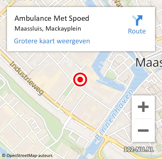 Locatie op kaart van de 112 melding: Ambulance Met Spoed Naar Maassluis, Mackayplein op 17 mei 2024 09:44