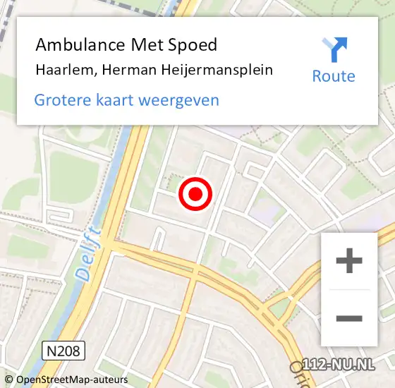 Locatie op kaart van de 112 melding: Ambulance Met Spoed Naar Haarlem, Herman Heijermansplein op 17 mei 2024 10:07