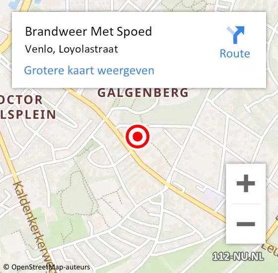 Locatie op kaart van de 112 melding: Brandweer Met Spoed Naar Venlo, Loyolastraat op 17 mei 2024 10:08