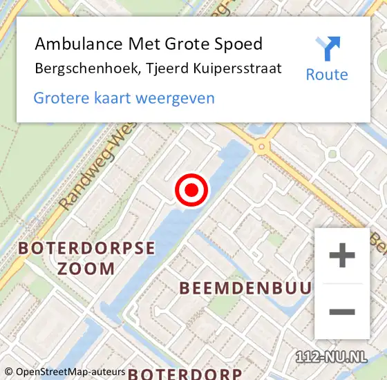 Locatie op kaart van de 112 melding: Ambulance Met Grote Spoed Naar Bergschenhoek, Tjeerd Kuipersstraat op 17 mei 2024 10:09