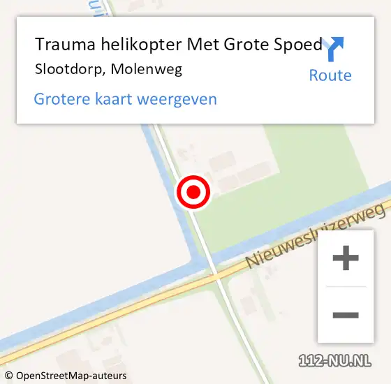 Locatie op kaart van de 112 melding: Trauma helikopter Met Grote Spoed Naar Slootdorp, Molenweg op 17 mei 2024 10:19