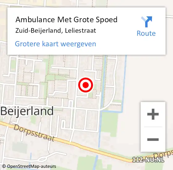 Locatie op kaart van de 112 melding: Ambulance Met Grote Spoed Naar Zuid-Beijerland, Leliestraat op 17 mei 2024 10:24