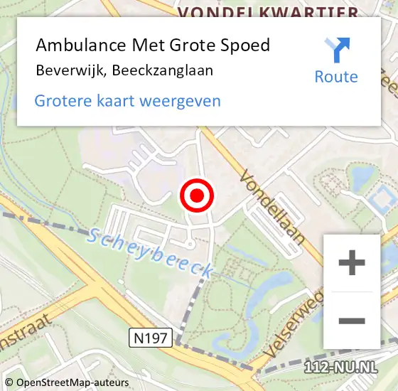 Locatie op kaart van de 112 melding: Ambulance Met Grote Spoed Naar Beverwijk, Beeckzanglaan op 17 mei 2024 10:30