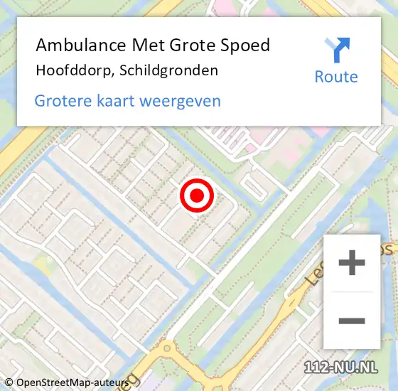 Locatie op kaart van de 112 melding: Ambulance Met Grote Spoed Naar Hoofddorp, Schildgronden op 17 mei 2024 10:30